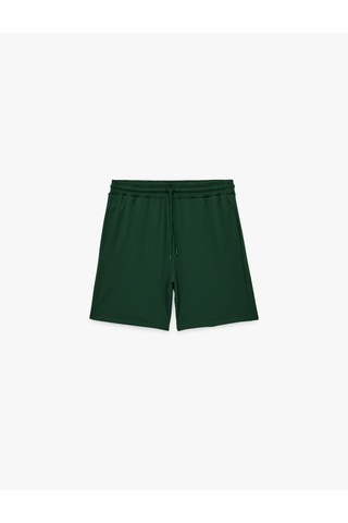 Koton Straight Fit Dokulu Cepli Beli Bağcıklı Spor Şort Yeşil 6sam40096nk