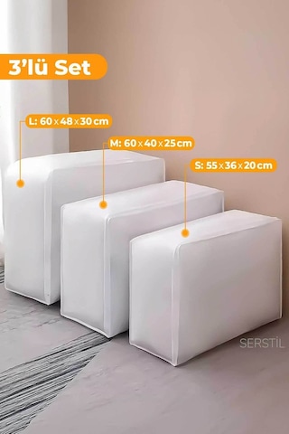 Serstil 3 Boy Yorgan, Yastık, Kıyafet Hurç - Beyaz