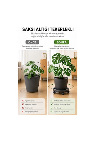 Tekerlekli Saksı Altlığı Çok Amaçlı Damacana Tüp Taşıma Standı 35 cm 360° Döner