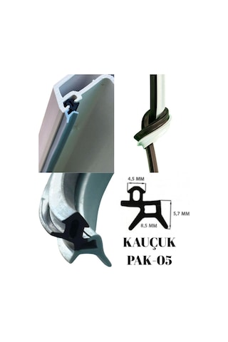 Kauçuk Pak-05 Pvc Kapı Ve Pencere Fitili, 50 Metre Gri Kaliteli Uzun Ömürlü Conta Diğer