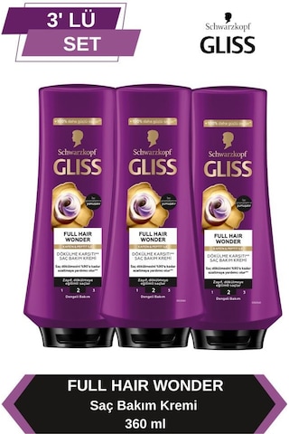 Gliss Full Hair Wonder Dökülme Karşıtı Saç Bakım Kremi 360 Mlx3 Adet set-hnkl-1515-753