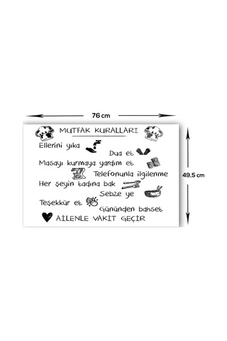 Decorita Beyaz Mutfak Kuralları | Cam Ocak Arkası | 49,5cm x 76cm