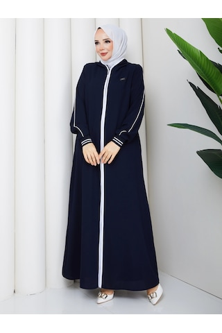 Nevayla Moda Biyeli Ribana Detaylı Ferace - Lacivert / F0128