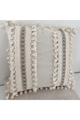 Dnc Home Tekstil Ndchome Kalın Dantel Ponponlu Krem Kırlent Kırlent Kılıfı 43 X 43