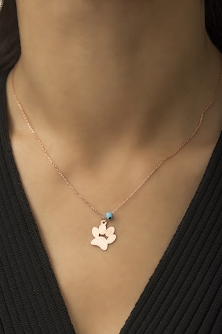 Papatya Silver Rose Altın Kaplama Nazar Boncuklu Pati Gümüş Kolye