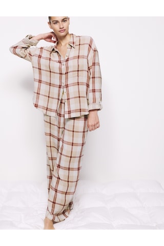 Marks & Spencer Saf Pamuklu Kareli Pijama Takımı T37002179J Pembe