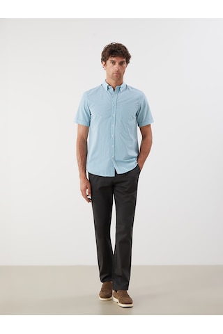 Lcwaıkıkı Classic Yeşil Regular Fit Kısa Kollu Ekose Poplin Erkek Gömlek