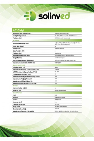 Solinved 5.0 Kw Gordion Serisi Mppt Off-grid Invertör