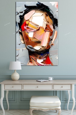 Yüzler Fırça Darbeli Görünümlü Soyut Modern Sanat Kanvas Tablo 90 x 60cc