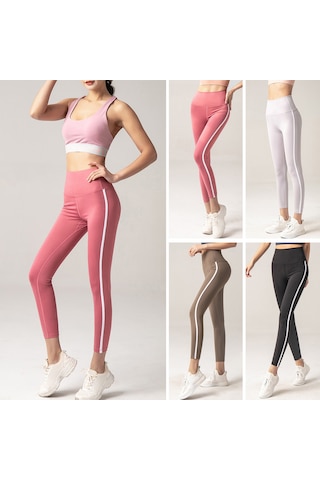 Geeroyoo Vintage Desenli Yüksek Bel Yoga Taytı - Esnek Ve Rahat Spor, Koşu, Bisiklet İçin Pembe