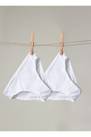 Kız Çocuk Organik Külot 2li Paket 1195 - Beyaz