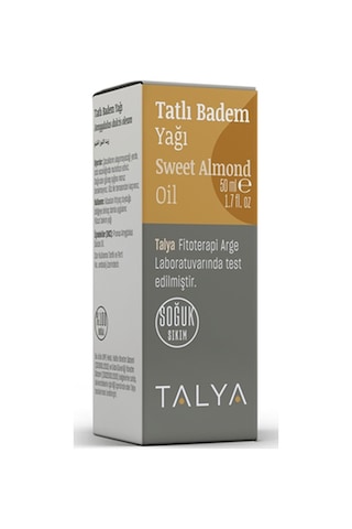 Talya Soğuk Sıkım %100 Saf ve Doğal Tatlı Badem Yağı 50 ML