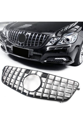 Mercedes E Serisi W212 GT 2009 2010 2011 2012 İle Uyumlu Piano Black Krom Şeritli Ön Panjur Izgara