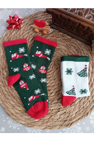 Butik 2'li Noel-Yılbaşı Konsept Unisex Çocuk Çorap