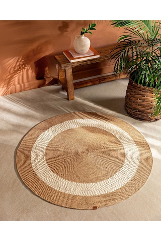 Madame Coco Alsace Yuvarlak Kilim 120 CM Naturel - Krem
