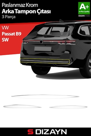 S-dizayn Vw Passat B9 Sw Krom Arka Tampon Çıtası 3 Prç. 2024 Üzeri A+ Kalite
