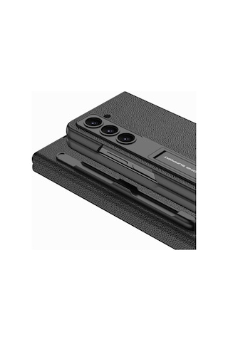 Samsung Uyumlu Galaxy Z Fold 5 Kılıf Zore Kalem Bölmeli Droga Kapak Siyah