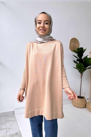 Kol Detay Merserize Tunik - Sütlü Kahve Sütlü Kahve