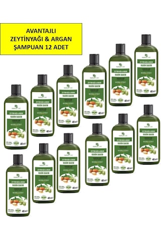 Zeytinyağı & Argan Özlü Şampuan, Saç Dökülmesine Karşı Yardımcı 485 Ml 12 Li Paket Tüm Saç Tipleri