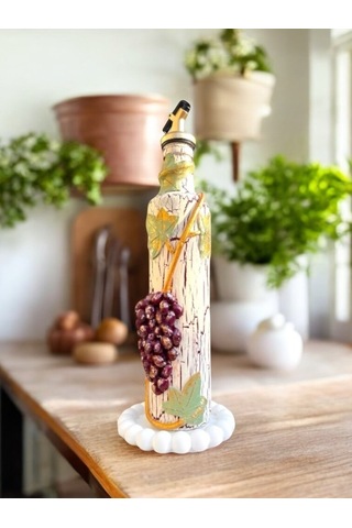 500 Ml Kil Kabartma Uygulama Akdeniz Ve Ege Dokunuşu El Yapımı Zeytinyağı & Üzüm Sirke Şişeleri, Yağ Bordo