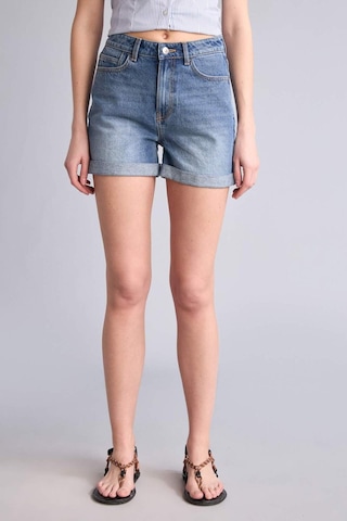 Defacto %100 Pamuk Mom Fıt Yüksek Bel Crop Fit Jean Şort H0596ax26hsnm34 Mavi-nm34