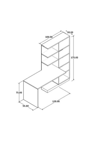 Bicabin Narin Raflı Dolaplı Çalışma Masası Mdf