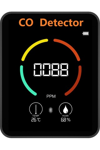 Lemestar Ev İçin Bluetooth Uygulamalı Co Monitörü - Sıcaklık Ve Nem Tespiti, Alarm Fonksiyonu, Lcd Ekran, Dahili Li-pol Batarya Siyah