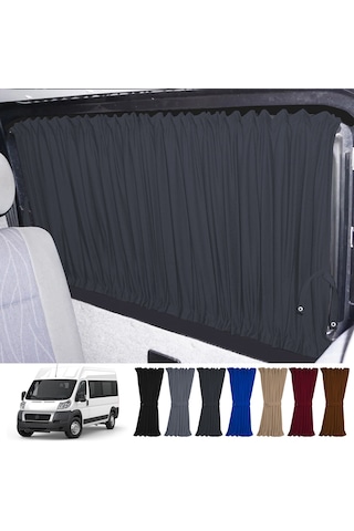 Pandami Fiat Ducato Boxer Jumper Uzun Şase 2006+ Uyumlu Füme Raylı Oto Perde Takımı
