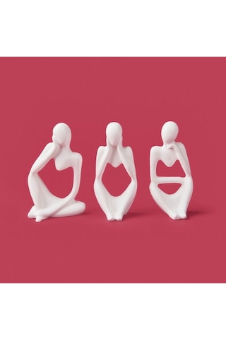 Evidea Deco Human 3'lü Biblo - Beyaz Beyaz