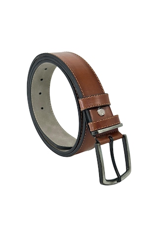 Süzer Deri Kahverengi Suni Deri 4 Cm. Genişlik Sarı Dikişli Düz Model Spor Erkek Kemer // 9011-1 Kahverengi