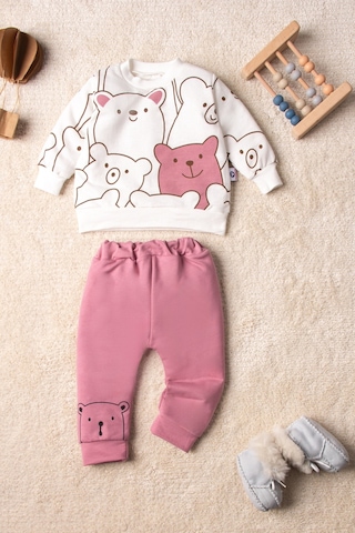 Mai Perla Smile Bear Nose 2'li Unisex Bebek Alt Üst Takım Mercan