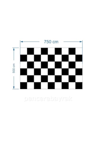 50x70 Cm Damalı Bayrak Plastik Sopalı Raşel Kumaş