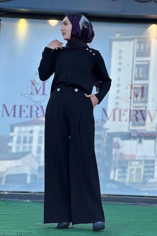 Miss Dalida 6018 Siyah Triko Takım Çok Renkli