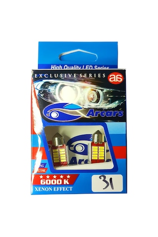 Sofit Led 12v 31mm 10 Ledli Beyaz Ampül 2'li Takım