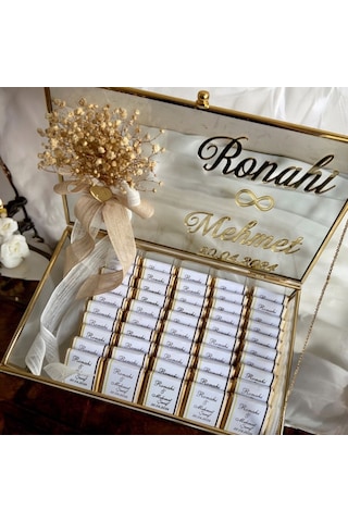 Damian Gold Söz Nişan Kız İsteme Çikolatası Altın - Gümüş