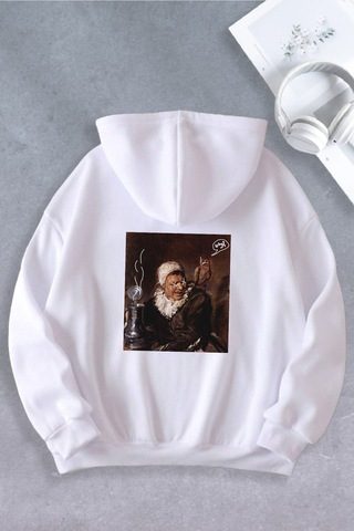 Ciel Lune Nevermind Unisex Kadın Erkek Why Baskılı Oversize Sweatshirt 2 İplik Beyaz Beyaz