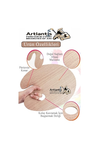 Ahşap Oval Palet Naturel 30x40 Cm 2 Adet Büyük Boy Ahşap Boya Paleti Resim Boyama Tepsisi Akrilik Guaj Karıştırıcı 30x40