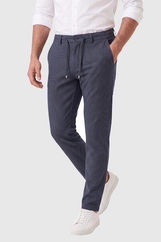 Rizzup Erkek Slim Fit Çizgili Koyu Lacivert Kumaş Pantolon İpli Esnek Bel Likralı Spor Pantolon 2700240
