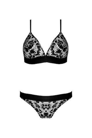 Deep Secret Siyah-beyaz Full Dantel Bralet Strıng Takım Ds20095brt 001