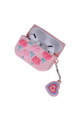 Air-Pods Uyumlu Pro 2 Zore Tpu Kabartma Figürlü İpli Airbag 37 Silikon Kılıf-kahverengi