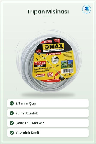 Misina Trıpan Çelik Telli Yuvarlak 3,3 Mm 26 M Çim Biçme Yabani O