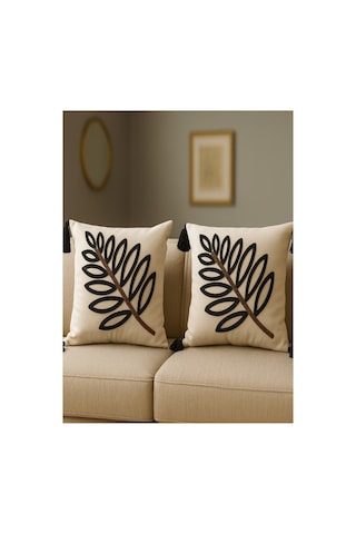 Raschel Home 2 Adet Set Saçaklı Yumuşak Punch İşlemeli Kırlent Yastık Kılıfı Terletmez 2 Adet 43x43 Çok Renkli