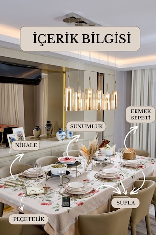 İftar Sofrası Sunum Seti Dekoratif Masa Konsepti Gold Detaylı Altın