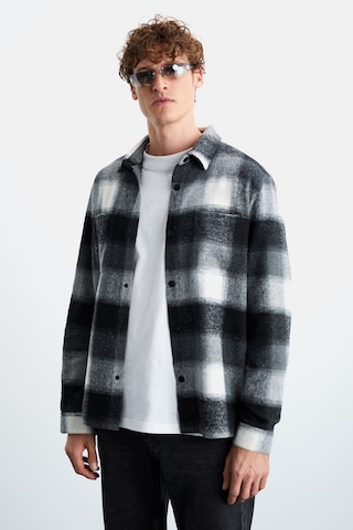 Sagan  Erkek Pamuk-polyester Gömlek Yaka Relaxed Oduncu Siyah Gömlek