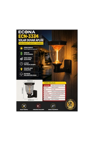 30w Volkan Solar Bahçe Lambası,güneş Enerjili Duvar Bahçe Lambası, Solar Aydınlatma, Bahçe Armatür, Dış Mekan Led Aydınlatma, Enerji Tasarruflu Lamba, Set Üstü Bahçe Lambası,