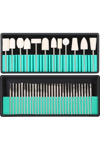 Yifomall Profesyonel Tırnak Makinesi İçin 30 Parça Çelik Ve 13 Parça Yün Tırnak Parlatma Ucu Seti - 2 Kutu