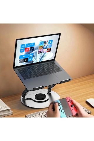 Lenyes Cr190 360 Derece Dönebilen Katlanabilir Laptop Standı Gümüş