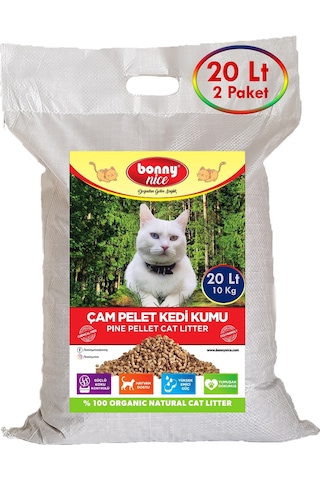 Bonny Nice Doğal Pellet Çam Peleti Kedi Kumu 2 x 20 L