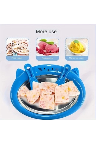 Willowhaven Mavi Gençler İçin Paslanmaz Çelik Dondurma Makinesi Dıy Yoğurt Sorbet Smoothie Kedi Tasarım