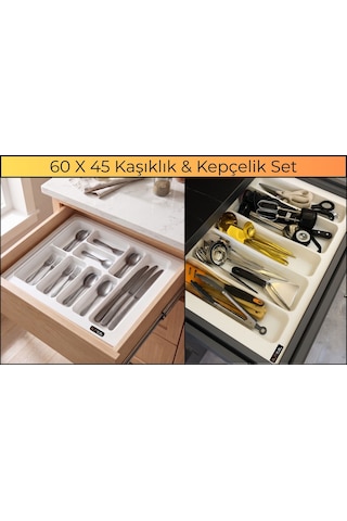 60x45 Cm. Beyaz Kaşıklık Ve Kepçelik 2'li Set 59x41cm E Kadar Kesilebilir